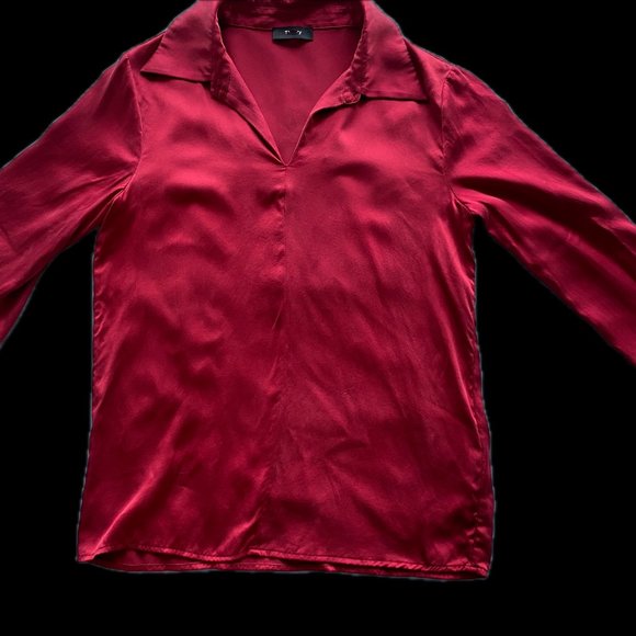Theory Red Silk Blouse (Small) - Picture 5 of 5